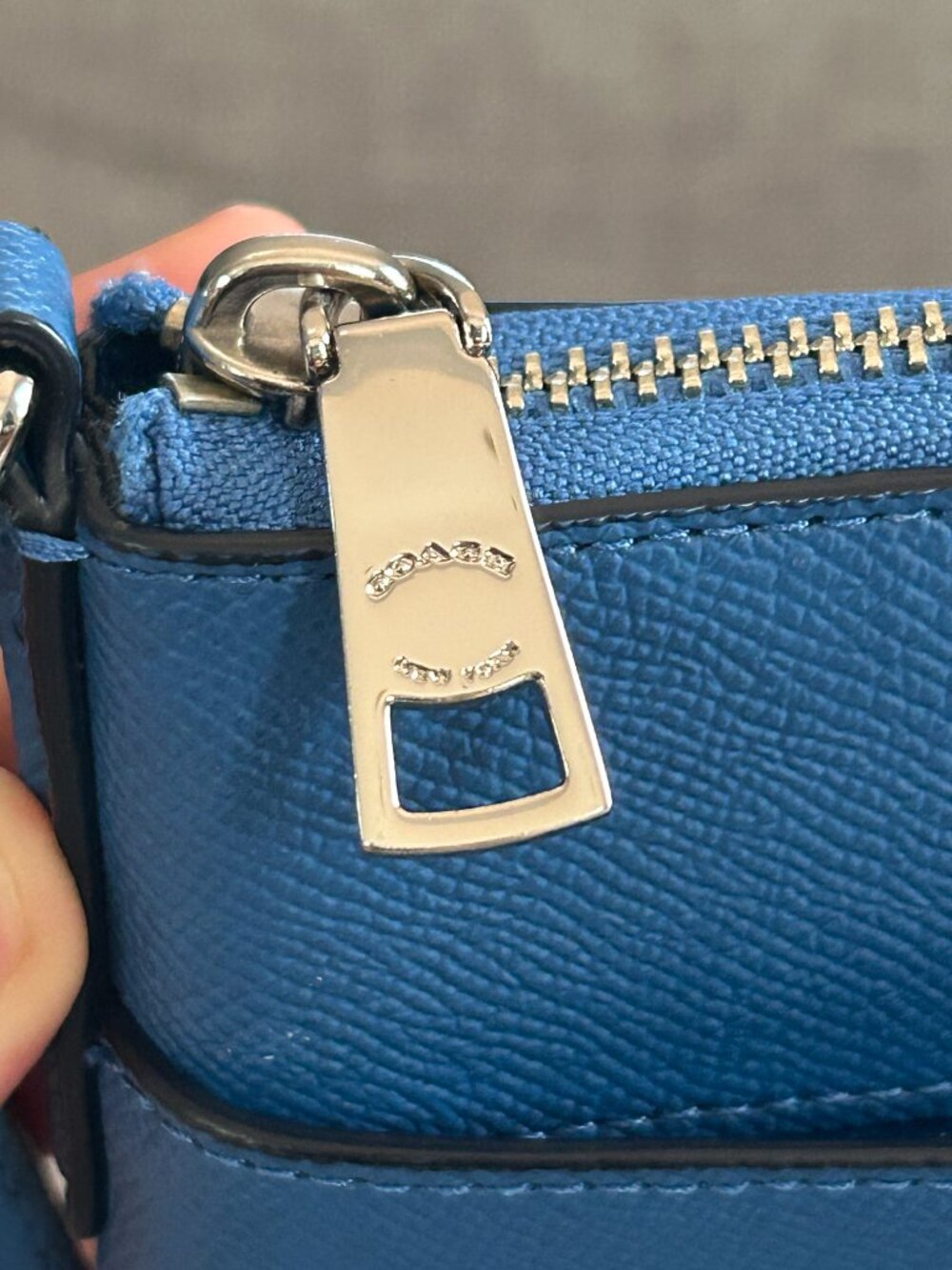 Coach Kitt Messenger Crossbody Bag Blue Crossgrain Leather Exterior Pocket Chic - Picture 6 of 13